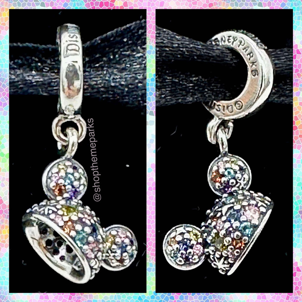 Disney Parks Pandora Disneyland Multicolor Ear Hat Dangle Charm 70th Anniversary Exclusive