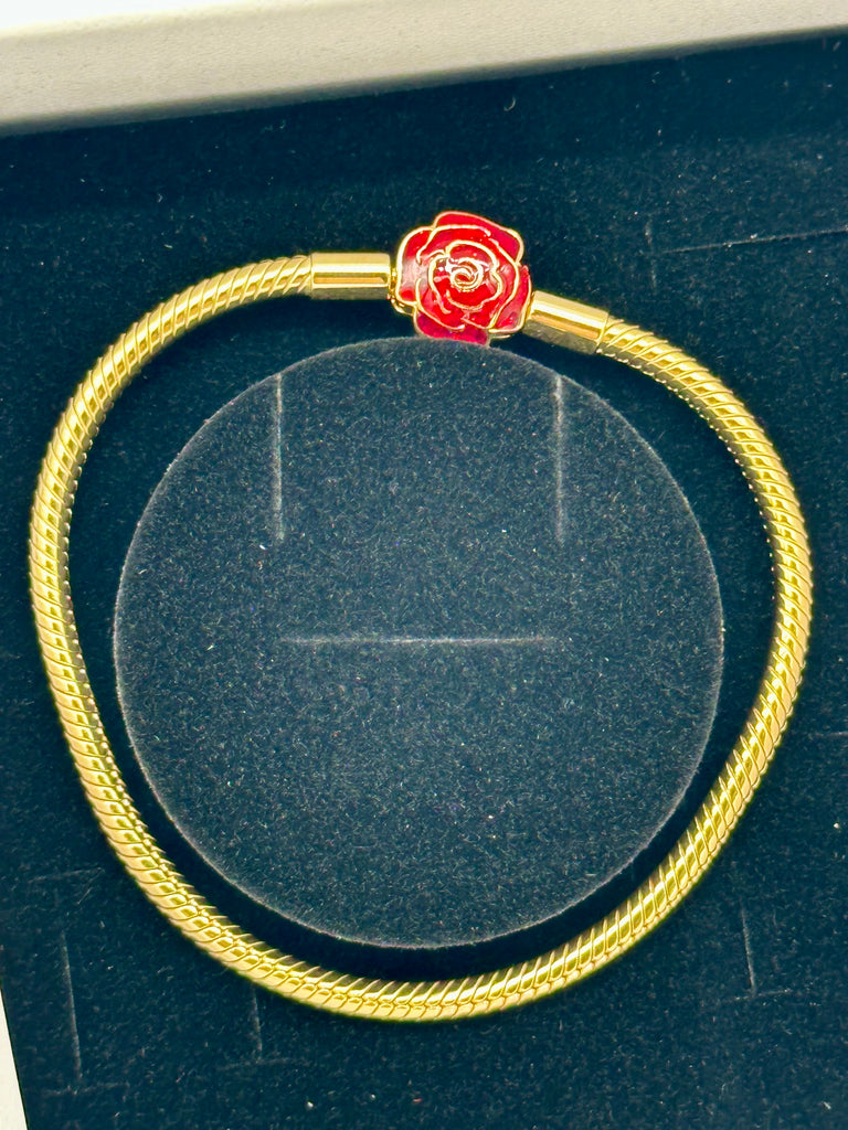 Disney X Pandora Beauty and the Beast Enchanted Rose Snake Chain Bracelet NOT Park Exclusive