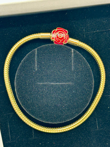 Disney X Pandora Beauty and the Beast Enchanted Rose Snake Chain Bracelet NOT Park Exclusive