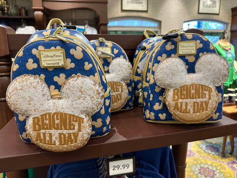 Disney Parks Beignet all Day Mickey Loungefly Backpack NWT 2024