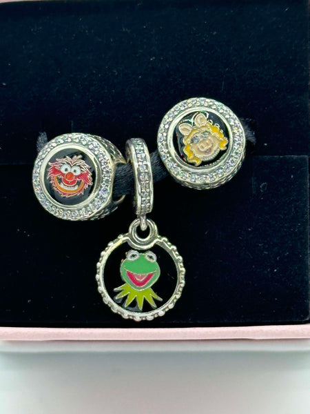 Disney Parks Pandora Muppets 3 charm set Animal Kermit Miss Piggy Exclusive