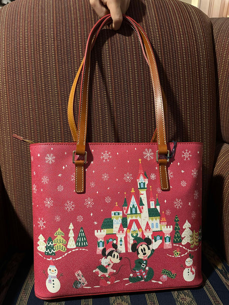 Disney Dooney & and Bourke Mickey Family Christmas Tote Bag Donald Goofy
