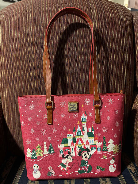 Disney Dooney & and Bourke Mickey Family Christmas Tote Bag Donald Goofy
