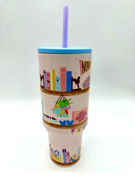 Disney Parks Main Street Monorail Bookshelf Dreamer Library Tumbler 44 Oz NWT4