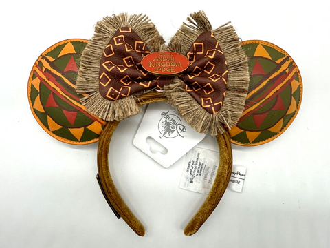 Disney Parks Animal Kingdom Lodge Resort Minnie Ears Headband Loungefly NWT 2024