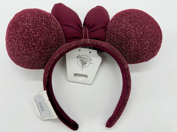 Disney Parks Burgundy Sparkly Minnie Mouse Ears Headband NWT 2026 Dark Cherry4