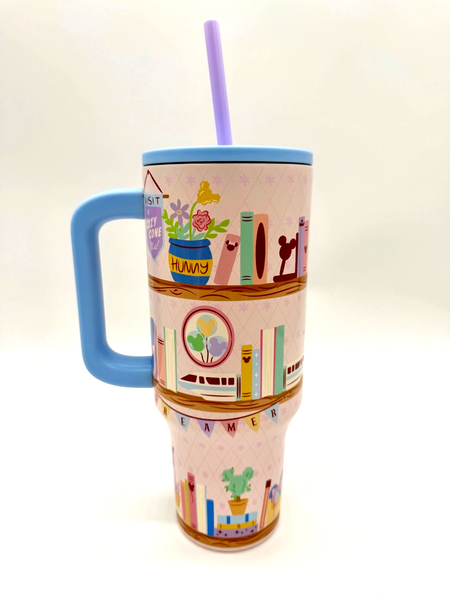 Disney Parks Main Street Monorail Bookshelf Dreamer Library Tumbler 44 Oz NWT1