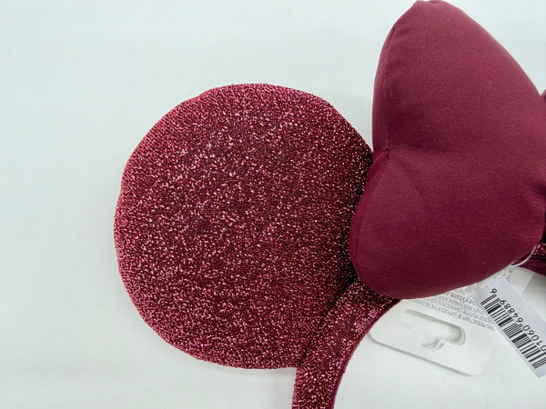 Disney Parks Burgundy Sparkly Minnie Mouse Ears Headband NWT 2026 Dark Cherry2