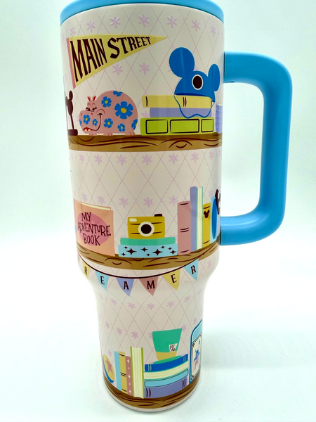 Disney Parks Main Street Monorail Bookshelf Dreamer Library Tumbler 44 Oz NWT2