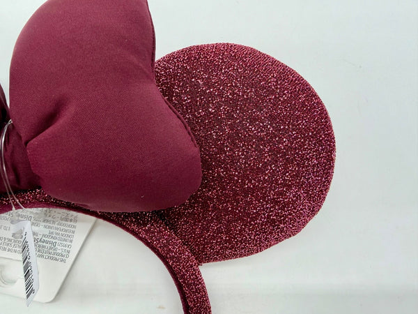 Disney Parks Burgundy Sparkly Minnie Mouse Ears Headband NWT 2026 Dark Cherry3