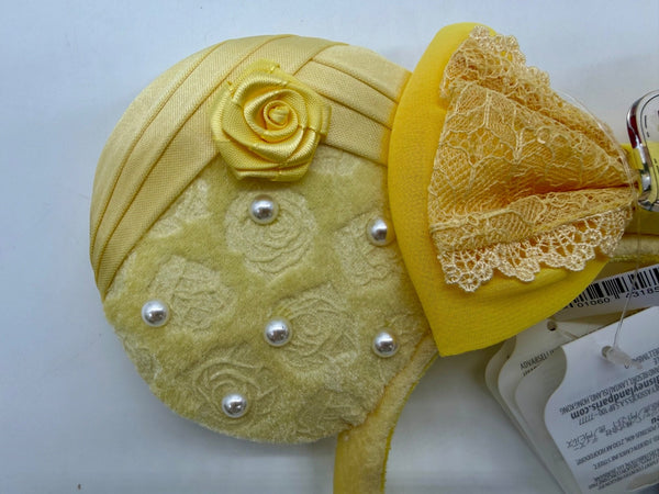 Disney Parks Beauty & the Beast Belle Minnie Mouse Ears Pearl Rose Headband 20261