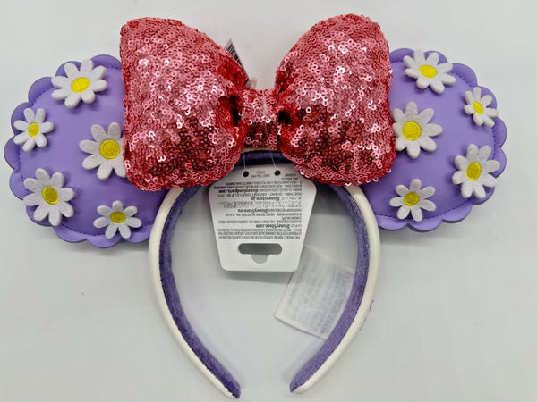 Disney Parks Daisy Duck Purple Flowers Bow Minnie Mouse Ears Headband 2026 NWT0