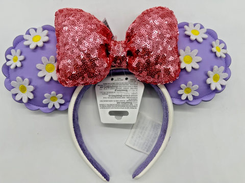Disney Parks Daisy Duck Purple Flowers Bow Minnie Mouse Ears Headband 2026 NWT0