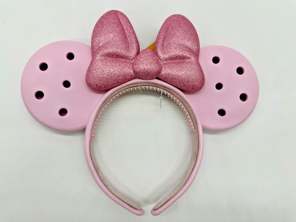 Disney Parks Crocs Pink Minnie Mouse Ear Ears Glitter Bow Headband 2026 NWT0