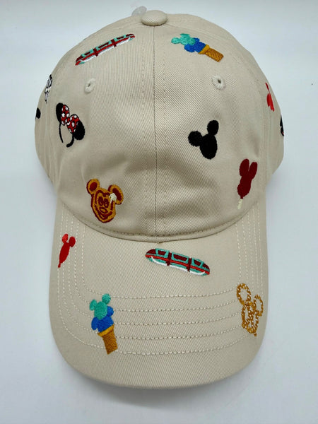 Disney Parks Snacks Icons Baseball Hat Embroidered Monorail Mickey Waffle Cap0