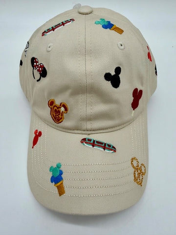 Disney Parks Snacks Icons Baseball Hat Embroidered Monorail Mickey Waffle Cap0