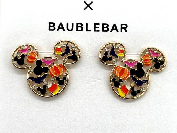Disney Parks BaubleBar Mickey Icon Halloween Earrings Pumpkin Candy Corn 2024