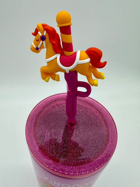 Disney Parks Starbucks Magic Kingdom Carousel Horse Straw Topper Tumbler 20261