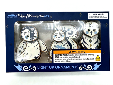 Disney Parks Merry Menagerie Wooden Light Up Ornaments Set Of 3 Animal Kingdom