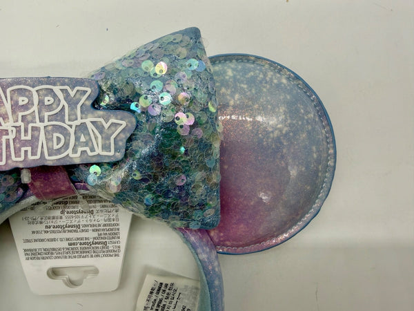 Disney Parks Happy Birthday Sequin Minnie Mouse Ears Headband Pink Blue Yellow3