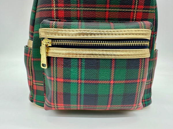 Disney Parks Christmas Holiday Plaid Loungefly Mini Backpack 2025 Gold Red Green2