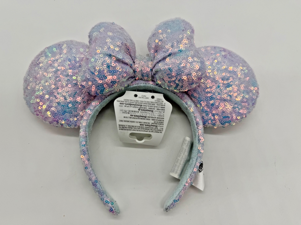 Disney Parks Sequin Iridescent Purple Cotton Candy Minnie Mouse Ears Headband0