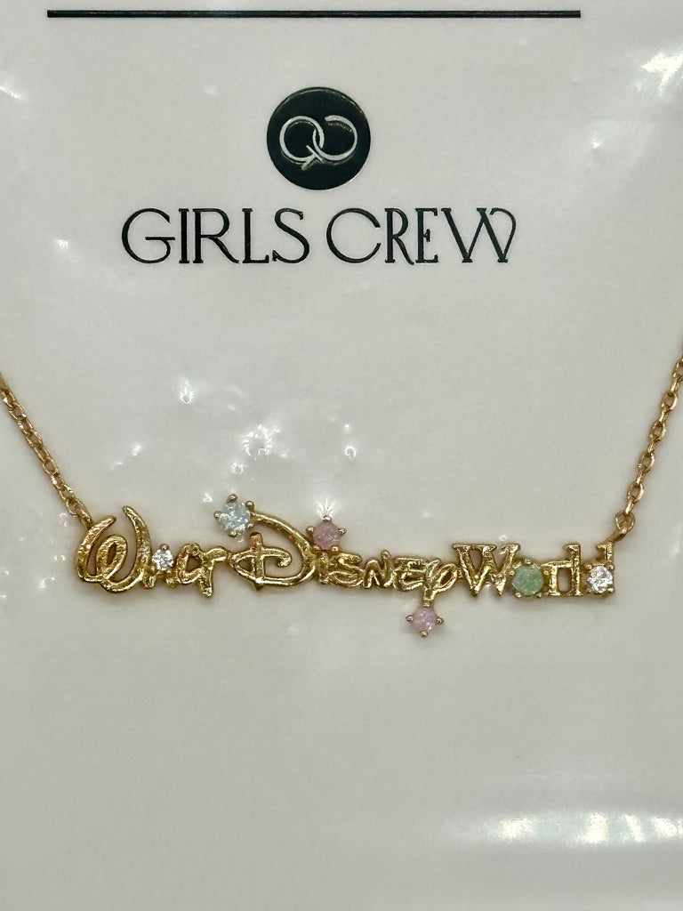Disney Parks X Girls Crew Walt Disney World Logo Script Necklace WDW F ...