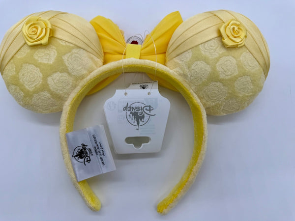 Disney Parks Beauty & the Beast Belle Minnie Mouse Ears Pearl Rose Headband 20265