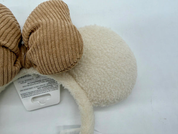 Disney Parks Fall Sherpa Fuzzy Minnie Mouse Ears Headband 2026 White Corduroy3