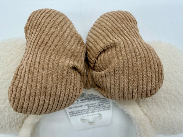 Disney Parks Fall Sherpa Fuzzy Minnie Mouse Ears Headband 2026 White Corduroy1