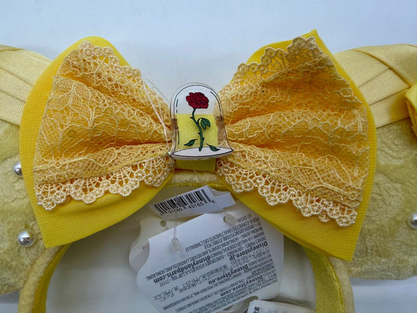 Disney Parks Beauty & the Beast Belle Minnie Mouse Ears Pearl Rose Headband 20263