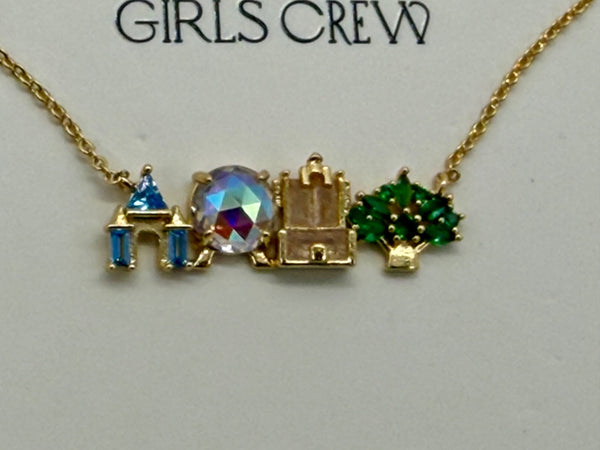 Disney Parks Girls Crew WDW Attractions Icons Necklace Four Parks NWT 20253