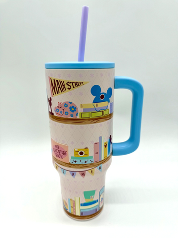 Disney Parks Main Street Monorail Bookshelf Dreamer Library Tumbler 44 Oz NWT0