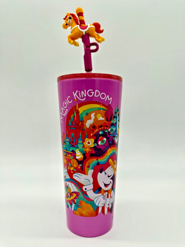 Disney Parks Starbucks Magic Kingdom Carousel Horse Straw Topper Tumbler 20260