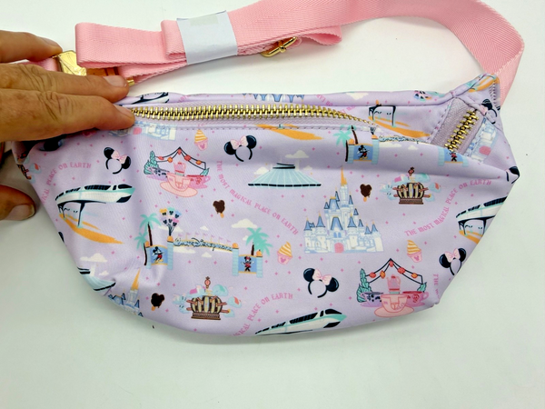 Disney Parks Stoney Clover Lane WDW Fanny Pack Monorail Belt Bag Pink Castle NWT2