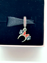 Disney Parks Pandora Charm Minnie Mouse Black White Ears Headband Polka Dot Bow
