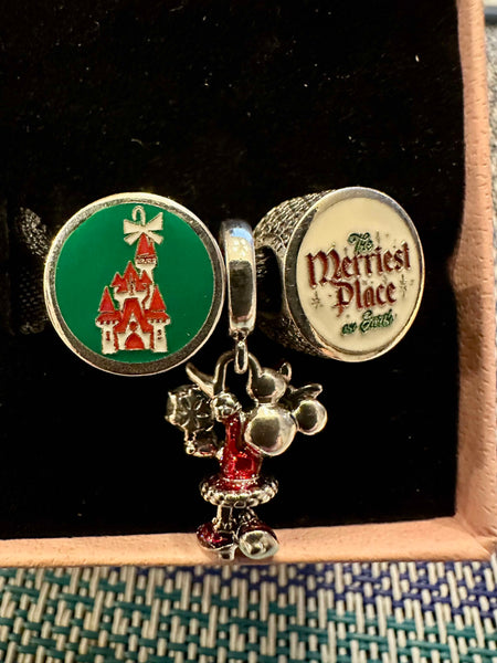 Disney Parks Pandora 3 Charm Christmas Set Holiday Exclusive 2025