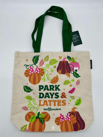Disney Parks Starbucks Park Days & Lattes Fall Canvas Tote Bag NWT 2025 WDW