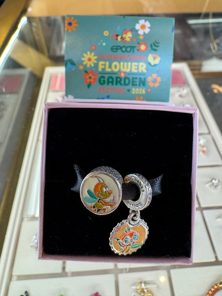 Disney Parks Pandora Flower Garden Festival 2 Charm Set Orange Bird Spike the Bee 2026 EPCOT