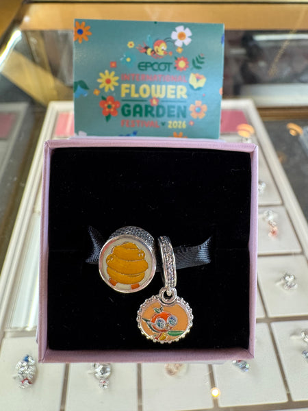 Disney Parks Pandora Flower Garden Festival 2 Charm Set Orange Bird Spike the Bee 2026 EPCOT