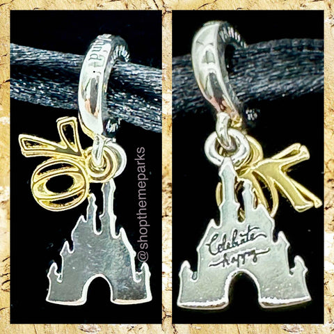 Disney Parks Pandora Disneyland Castle 70th Anniversary Dangle Charm Exclusive Celebrate Happy