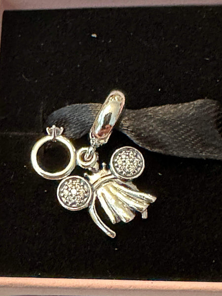 Disney Parks Pandora Bride Minnie Ears Headband Ring Charm Dangle 2023 Exclusive