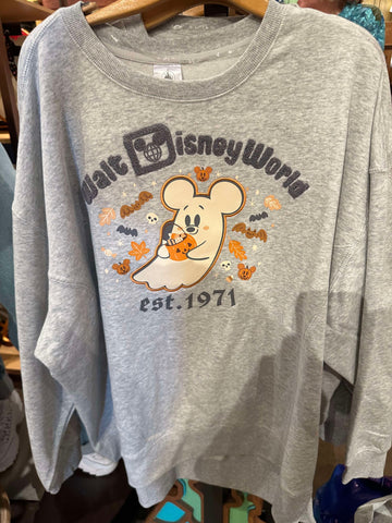 Disney Parks Halloween Mickey Mouse Ghost Sweatshirt Walt Disney World 2025