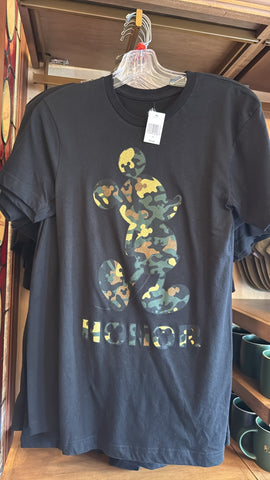 Disney Parks Mickey Mouse Honor Camouflage Military T-Shirt Black Veterans Day 2025