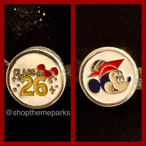 Disney Parks Pandora Mickey Mouse Graduation Class of 2026 Charm Button Exclusive