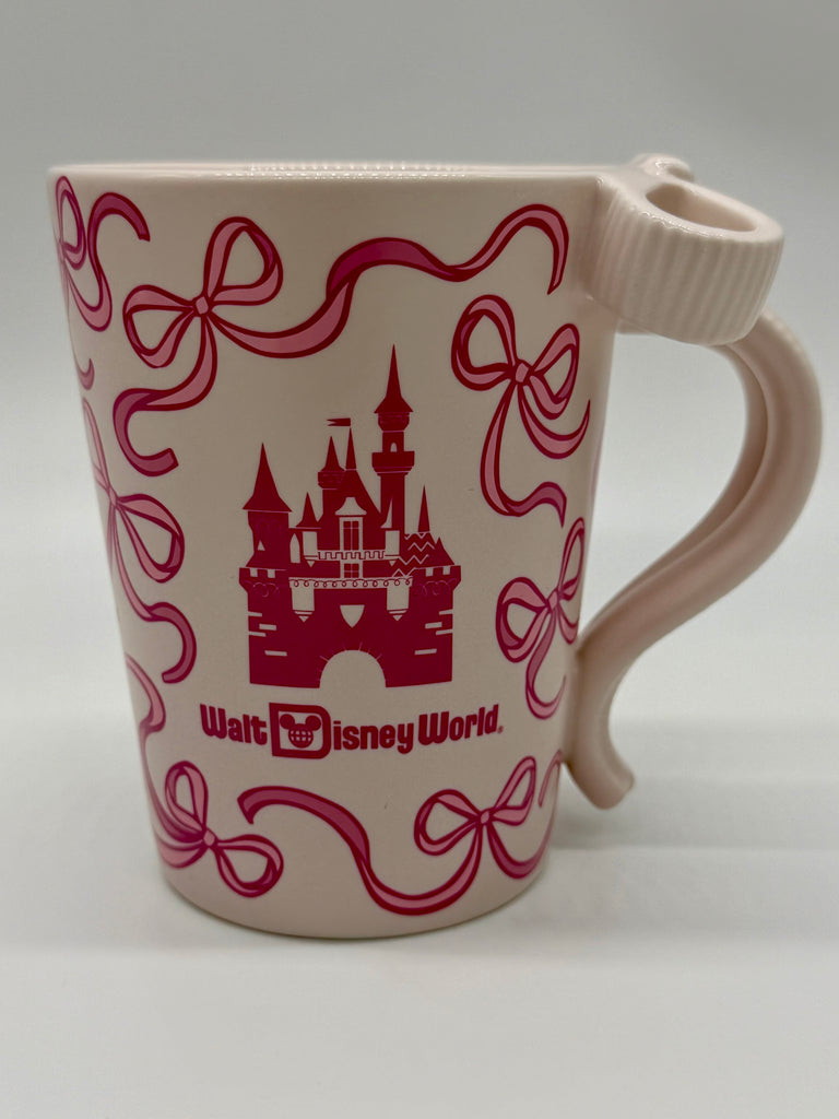 Disney Parks Starbucks WDW PINK Bow Ribbons Castle Coffee Mug Cup