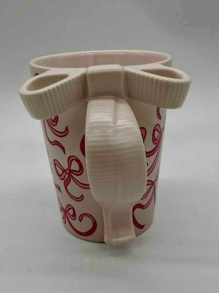 Disney Parks Starbucks WDW PINK Bow Ribbons Castle Coffee Mug Cup