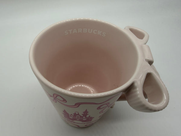 Disney Parks Starbucks WDW PINK Bow Ribbons Castle Coffee Mug Cup