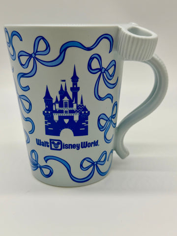 Disney Parks Starbucks WDW BLUE Bow Ribbons Castle Coffee Mug Cup