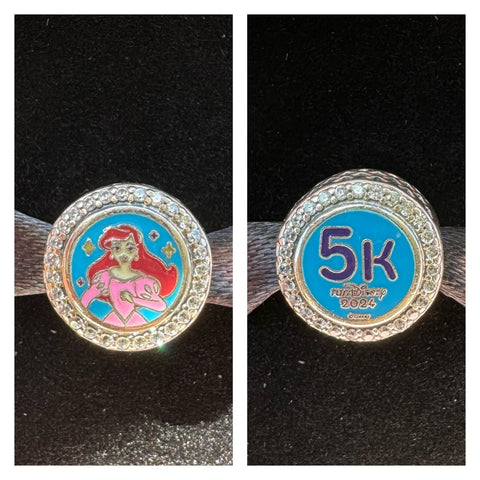 Disney Parks Pandora RunDisney Ariel Princess Marathon 5K Charm Button 2024